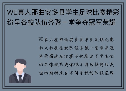 WE真人那曲安多县学生足球比赛精彩纷呈各校队伍齐聚一堂争夺冠军荣耀